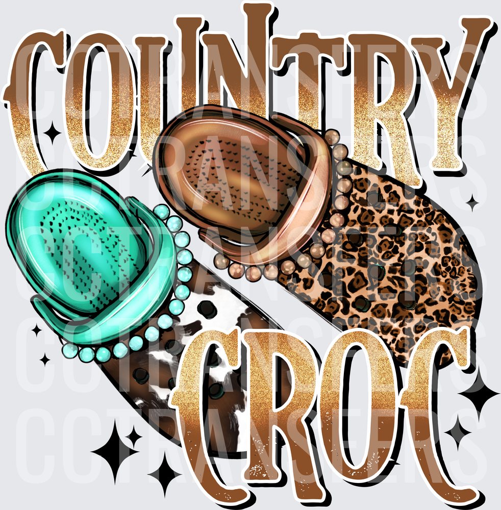 Country Croc Leopard Cowhide Foam Clogs Western (DTF)