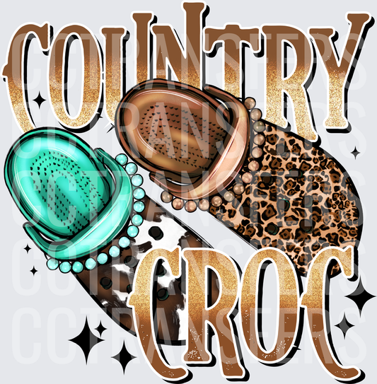 Country Croc Leopard Cowhide Foam Clogs Western (DTF)