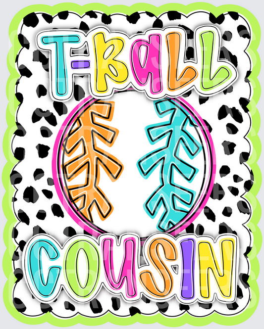 T-Ball Cousin Colorful Baseball Dalmatian Print (DTF)