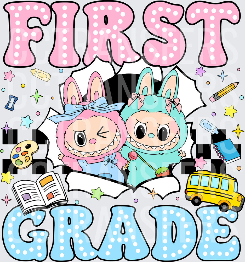 First Grade Cute Monster Bunny Girls School (DTF)