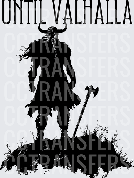 Until Valhalla Viking Warrior Silhouette with Axe (DTF)