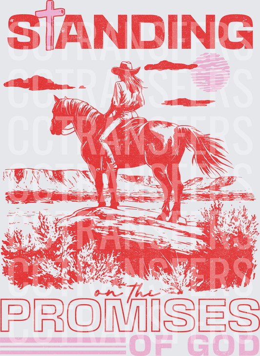 Standing on the Promises of God Cowgirl on Horse (DTF)