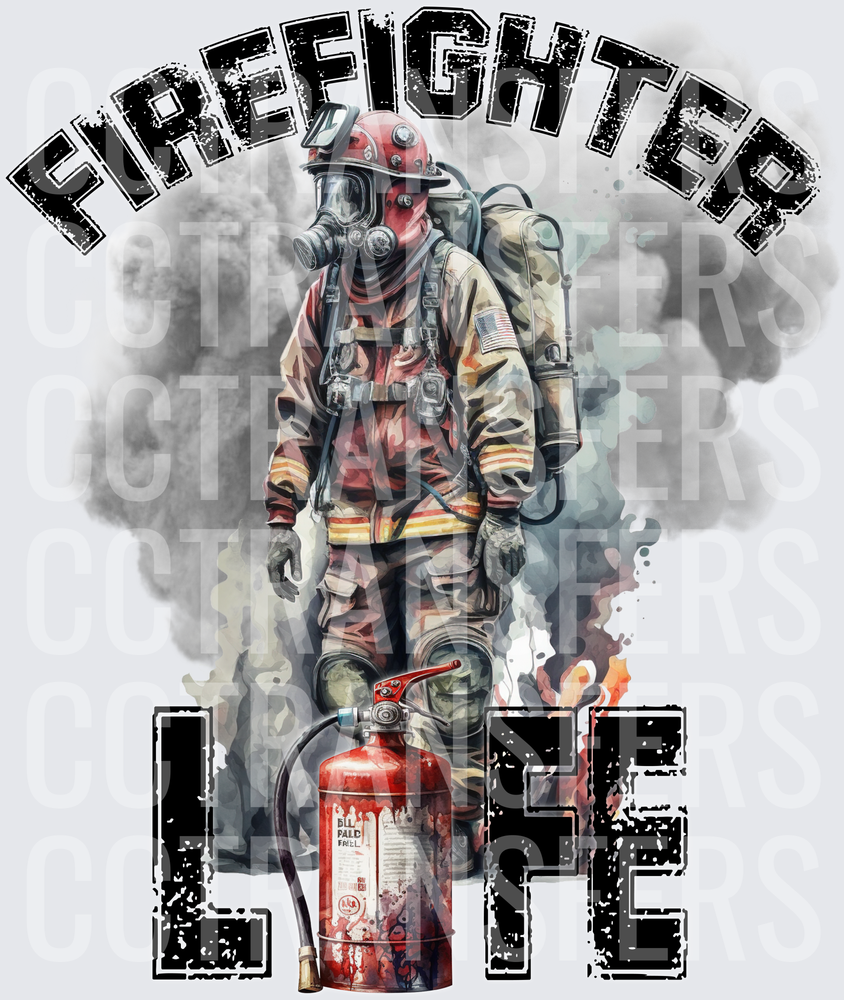 Firefighter Life Watercolor Smoke Gear Extinguisher (DTF)