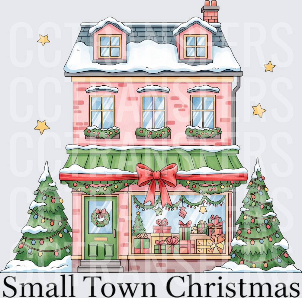Small Town Christmas Snowy Holiday Shop Building (DTF)