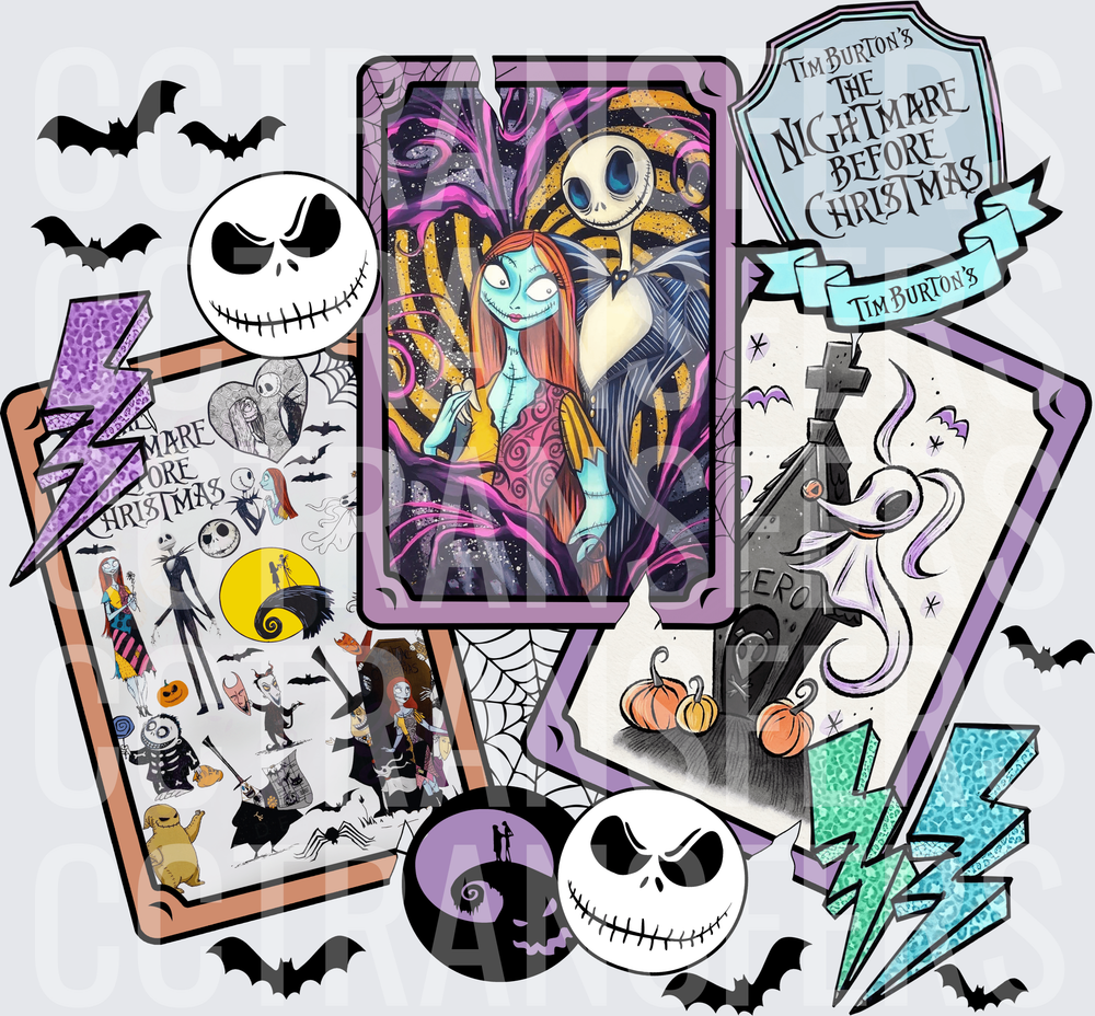 Spooky Skeleton King & Rag Doll Halloween Card Collage (DTF)