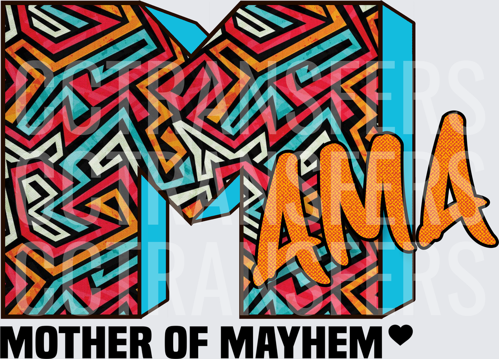 Mama Mother of Mayhem Bold Tribal Patterned Logo (DTF)