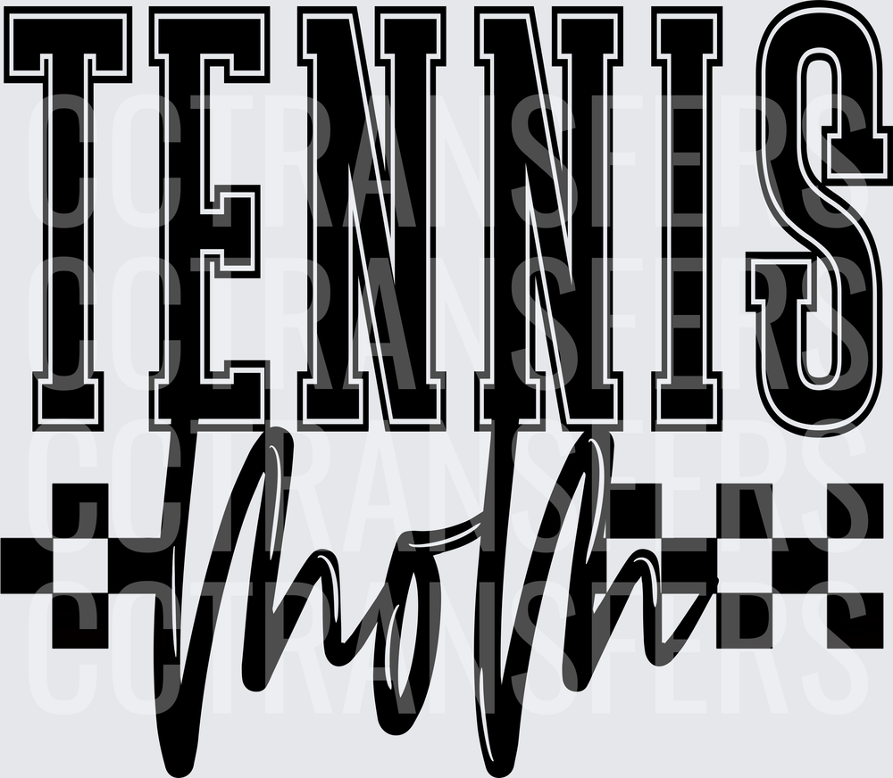 Tennis Mom Varsity Block Script Checkered Design (DTF)