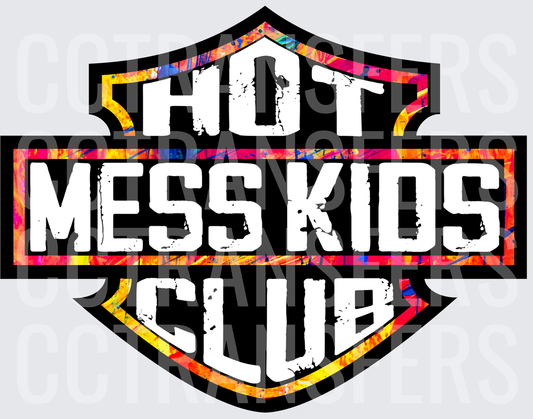 Hot Mess Kids Club Biker Shield Colorful Splatter (DTF)