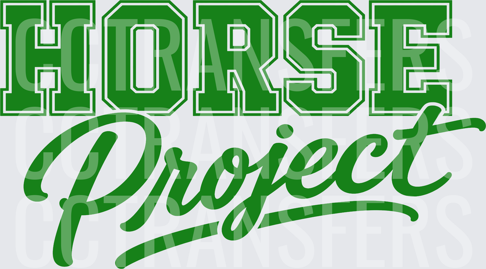 Horse Project Green Varsity Script Graphic (DTF)