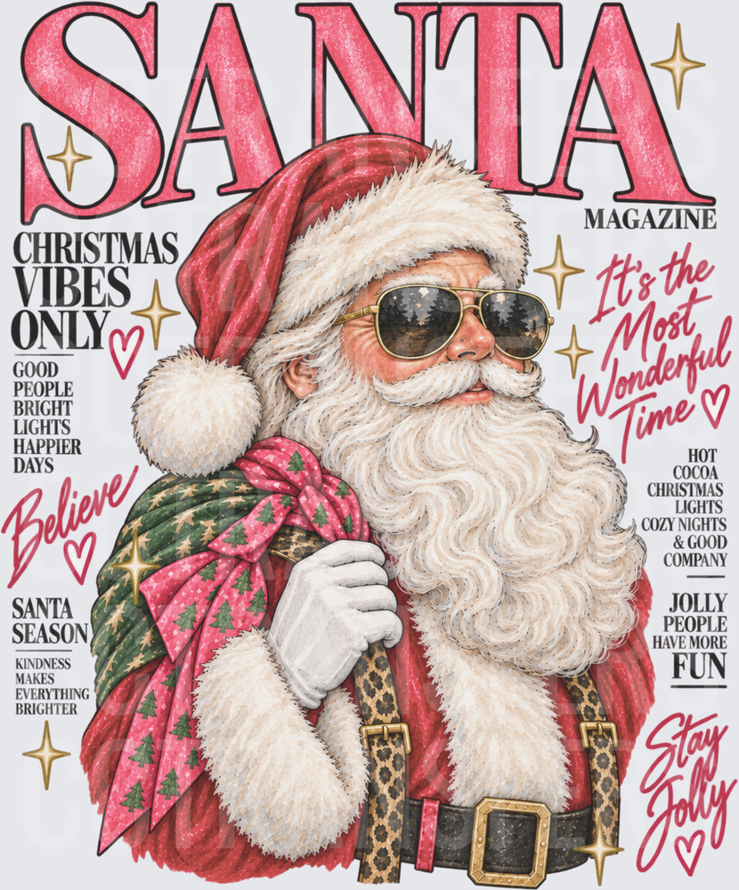 Santa Magazine Christmas Vibes Only Stay Jolly (DTF)