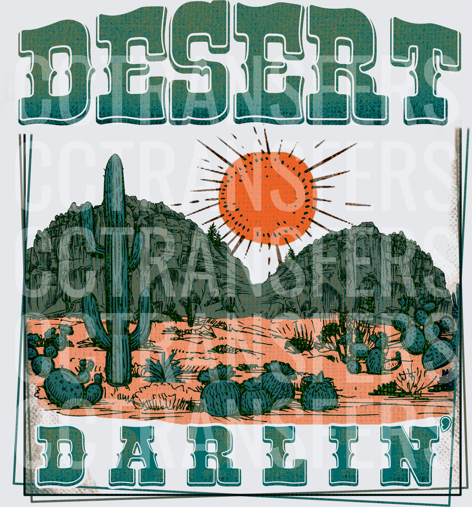 Desert Darlin' Southwest Cactus Landscape Sun (DTF)