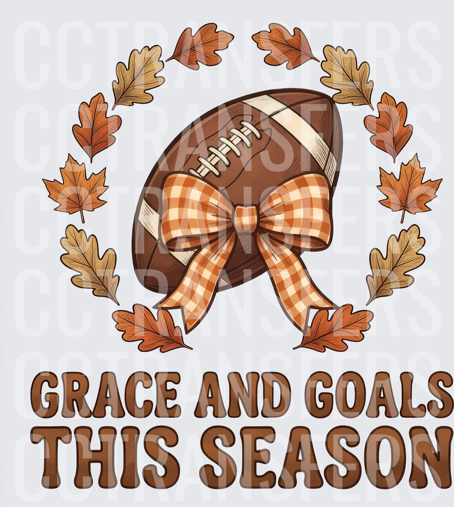 Grace And Goals This Season Fall Football Bow Wreath (DTF)