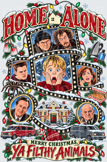 Merry Christmas Ya Filthy Animals Holiday Movie Collage (DTF)
