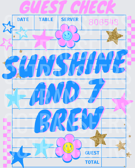 Sunshine And 7 Brew Guest Check Retro Floral Stars (DTF)