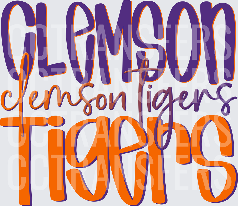 Purple Orange Tigers Layered Word Stack (DTF)