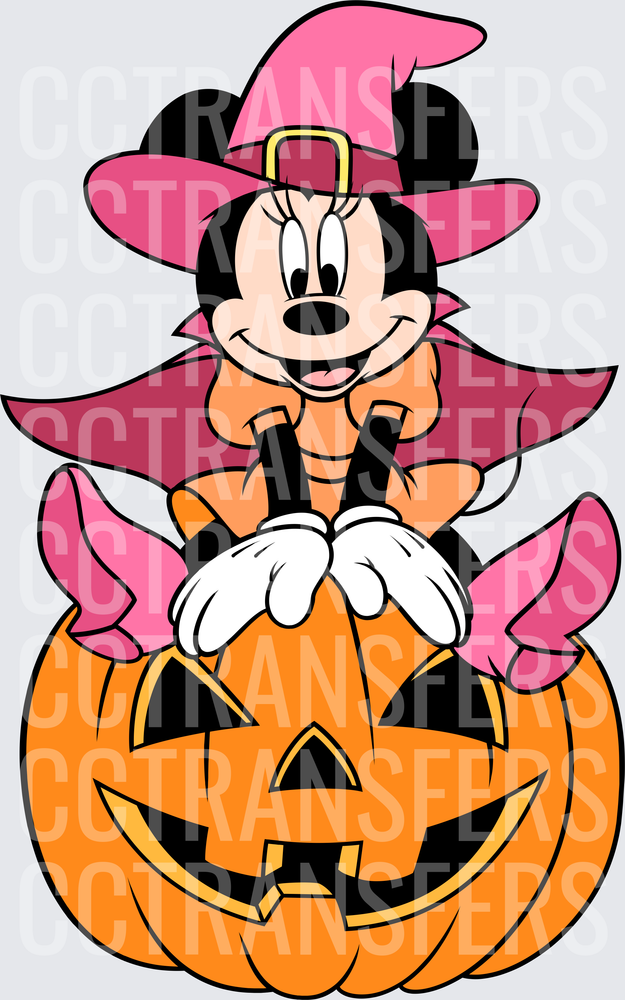 Cartoon Mouse Witch Halloween Jack-O-Lantern Pumpkin (DTF)