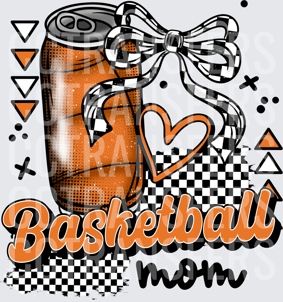 Basketball Mom Coquette Bow Soda Can Heart Design (DTF)