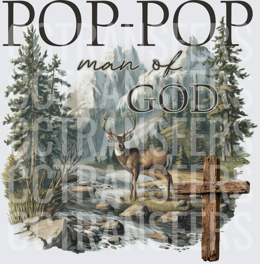 Pop-Pop Man of God Deer Mountain Wilderness Cross (DTF)