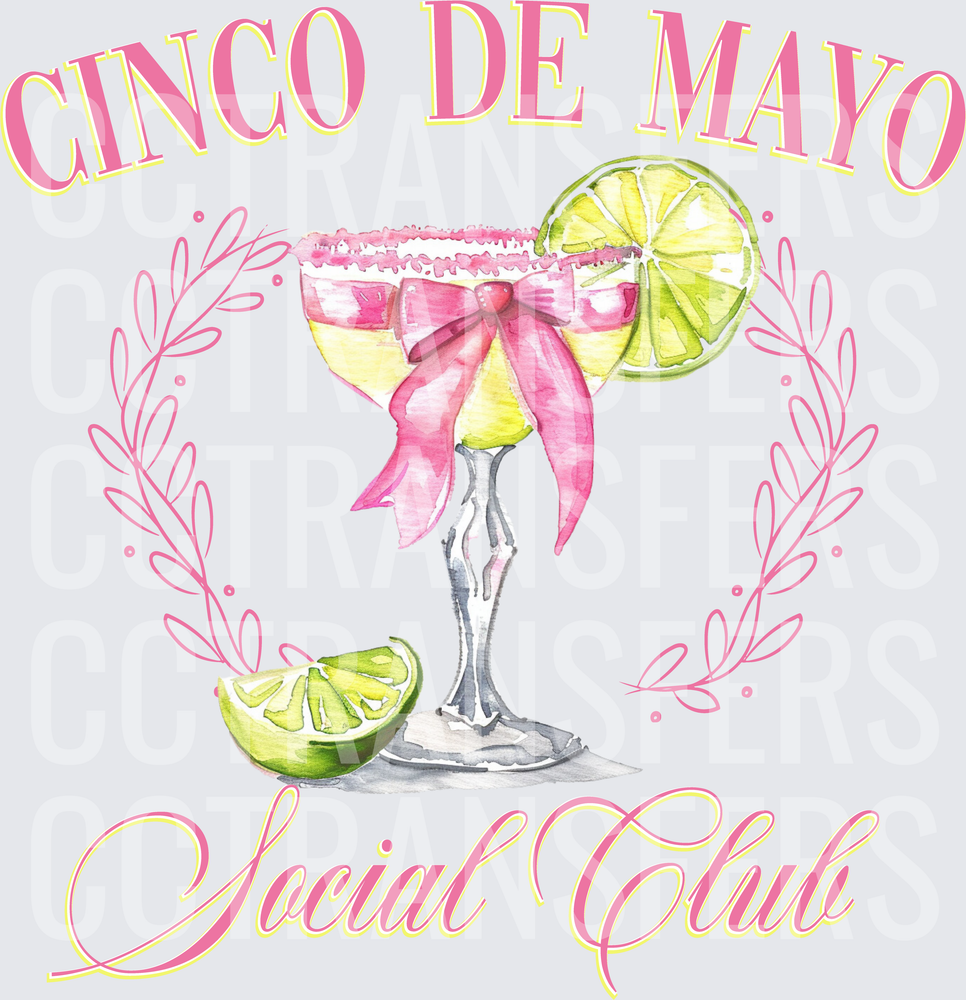 Cinco De Mayo Social Club Margarita Pink Bow (DTF)