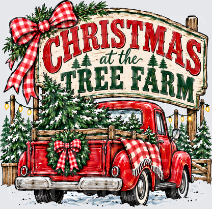 Christmas at the Tree Farm Red Vintage Truck (DTF)