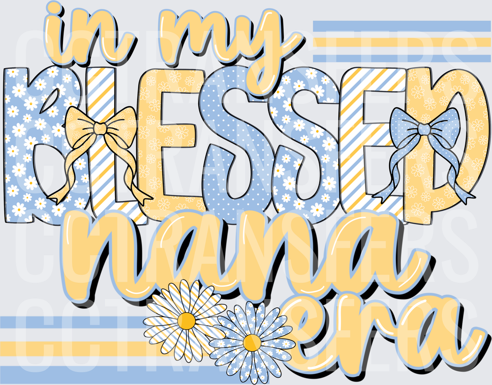 In My Blessed Nana Era Daisy Floral Bow Design (DTF)