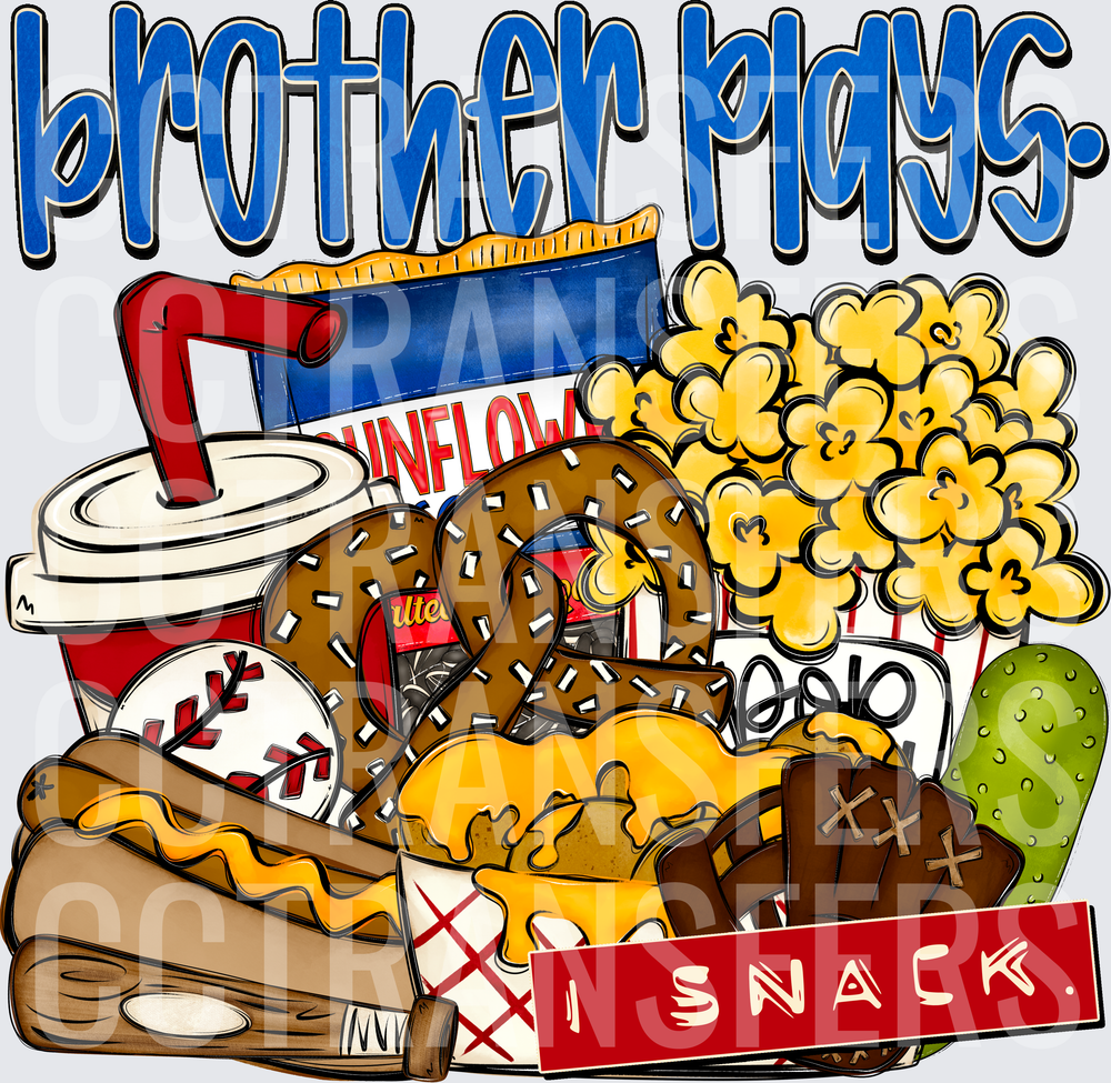 Brother Plays I Snack Baseball Snacks Pile (DTF)