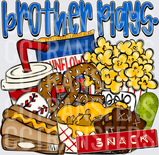 Brother Plays I Snack Baseball Snacks Pile (DTF)