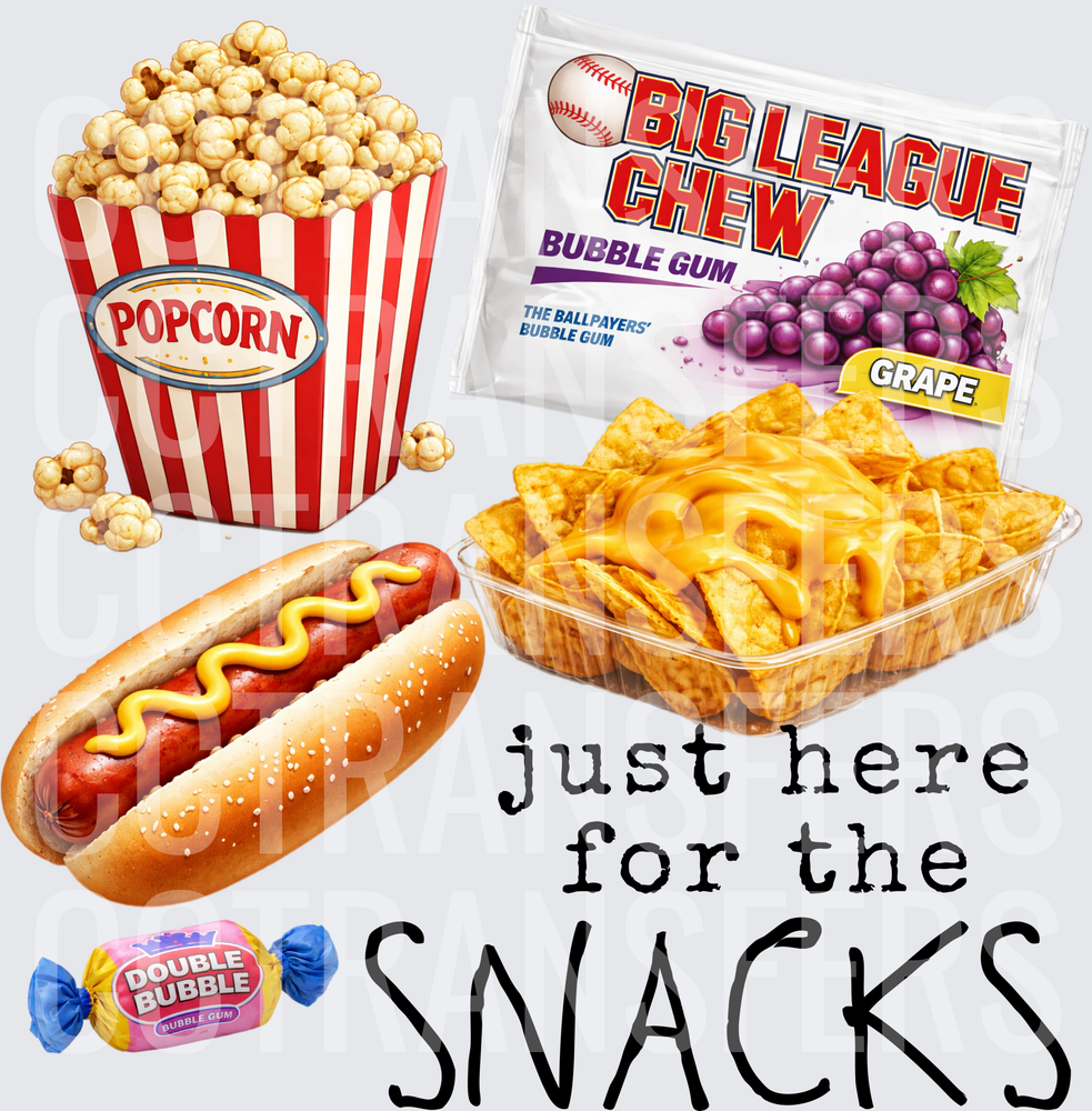 Just Here For The Snacks Ballpark Food Collage (DTF)