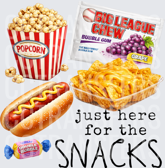 Just Here For The Snacks Ballpark Food Collage (DTF)