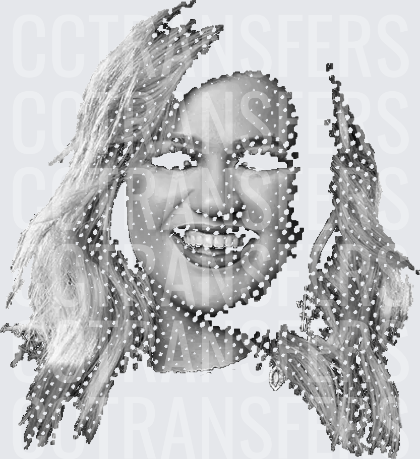 Smiling Blonde Woman Portrait Dot Art Sketch (DTF)