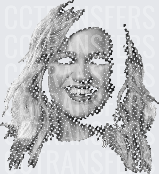 Smiling Blonde Woman Portrait Dot Art Sketch (DTF)