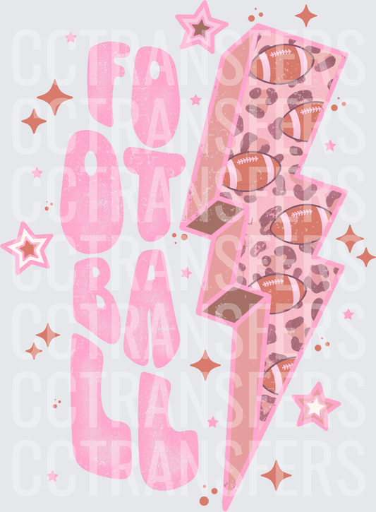 Pink Football Leopard Lightning Bolt Stars Sparkles (DTF)