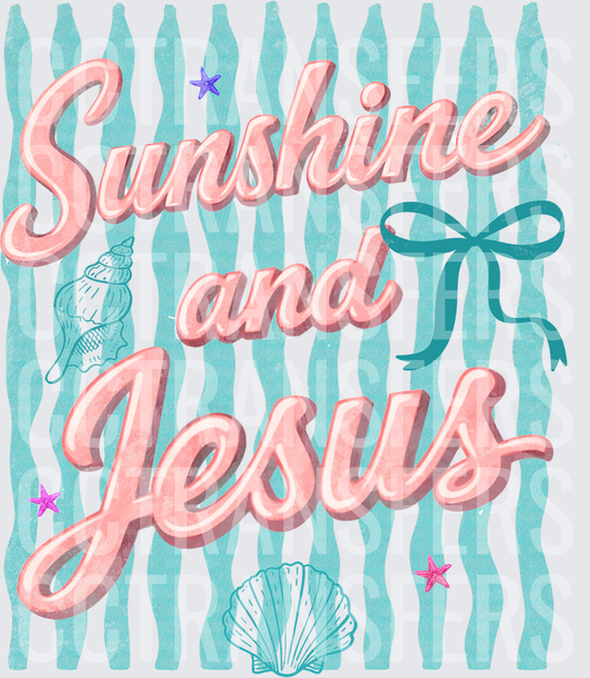 Sunshine and Jesus Beach Coastal Seashell Script (DTF)