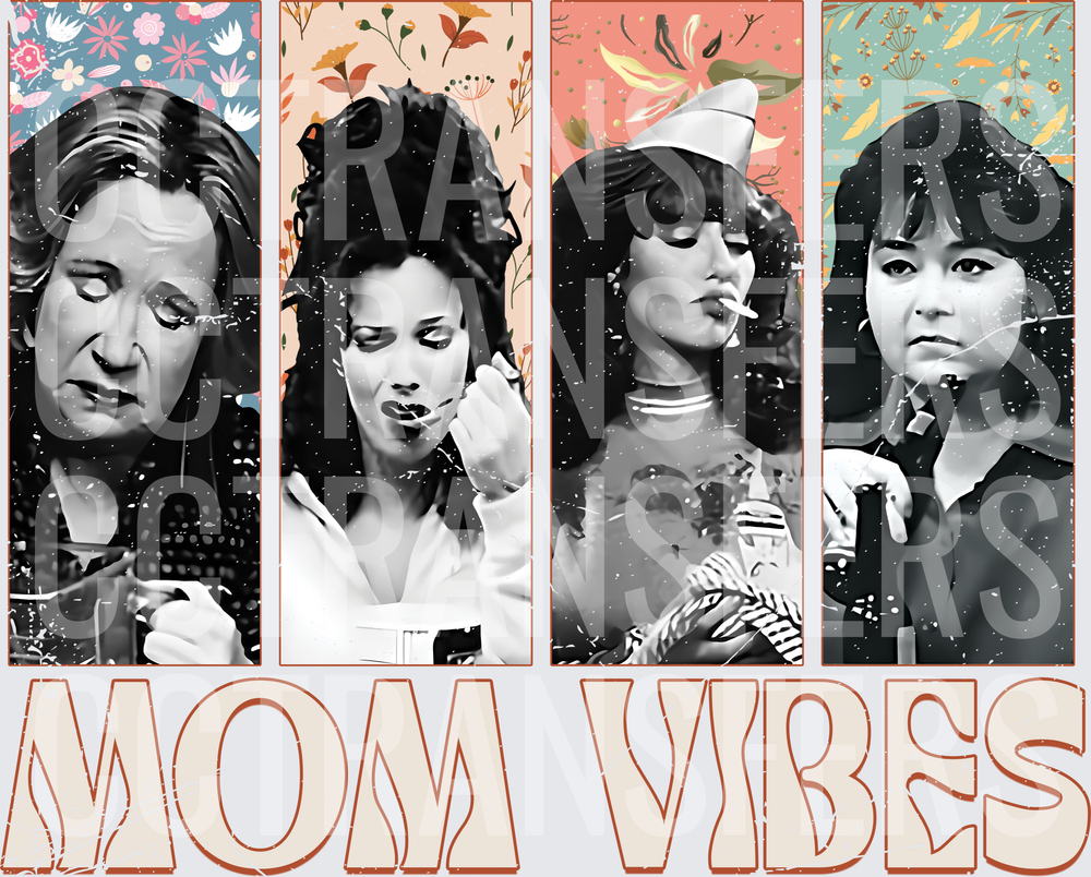 Mom Vibes Four Panel Floral Women Portrait Design (DTF)