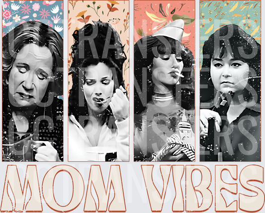 Mom Vibes Four Panel Floral Women Portrait Design (DTF)