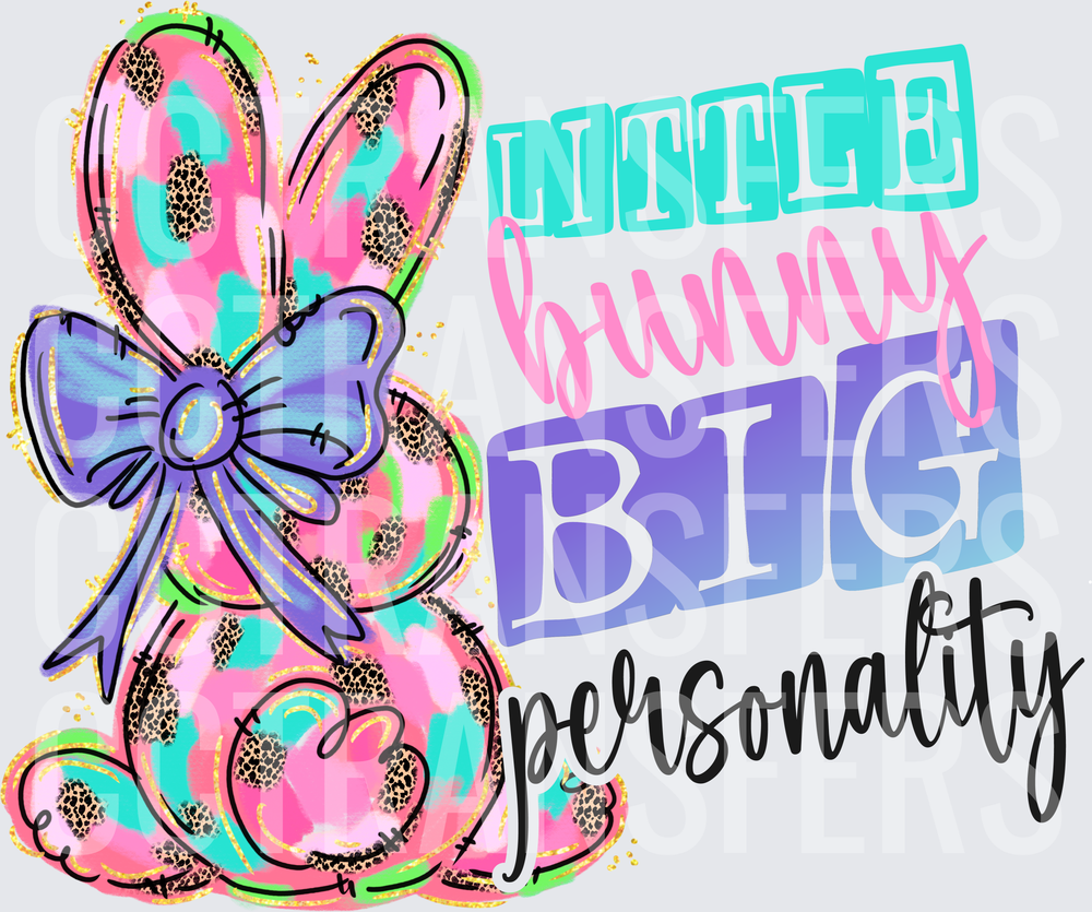 Little Bunny Big Personality Leopard Easter Bunny (DTF)