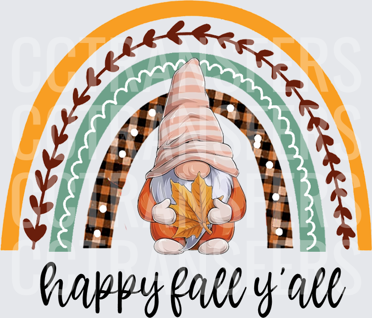 Happy Fall Y'all Autumn Gnome Boho Rainbow (DTF)