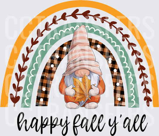 Happy Fall Y'all Autumn Gnome Boho Rainbow (DTF)