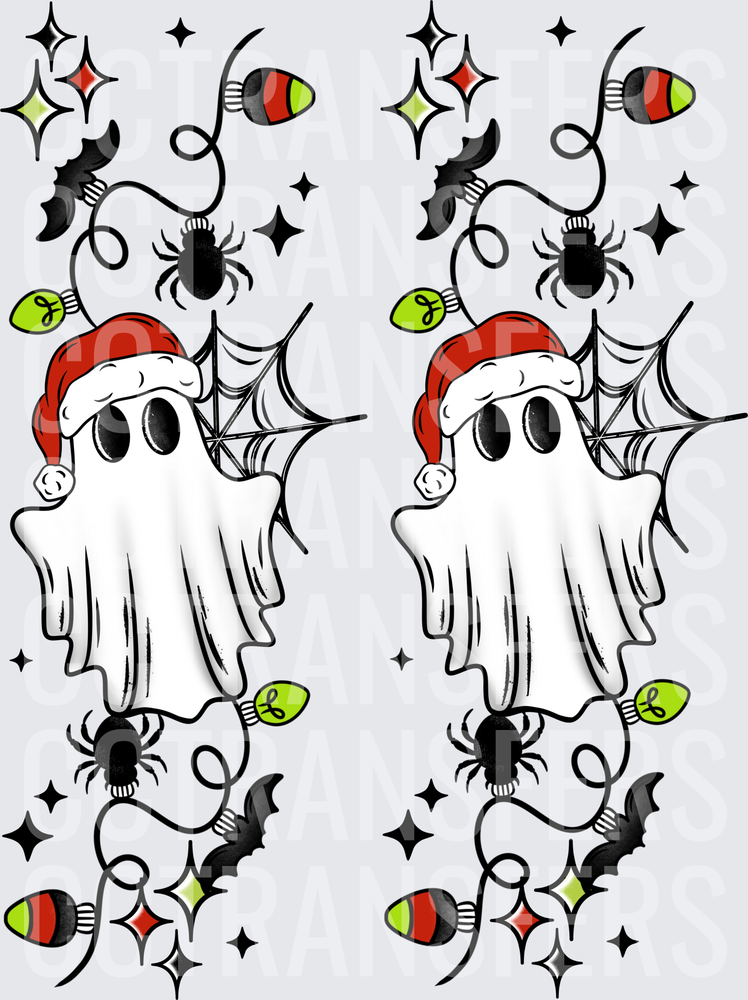 Spooky Ghost Santa Hat Spider Bat Christmas Lights (DTF)
