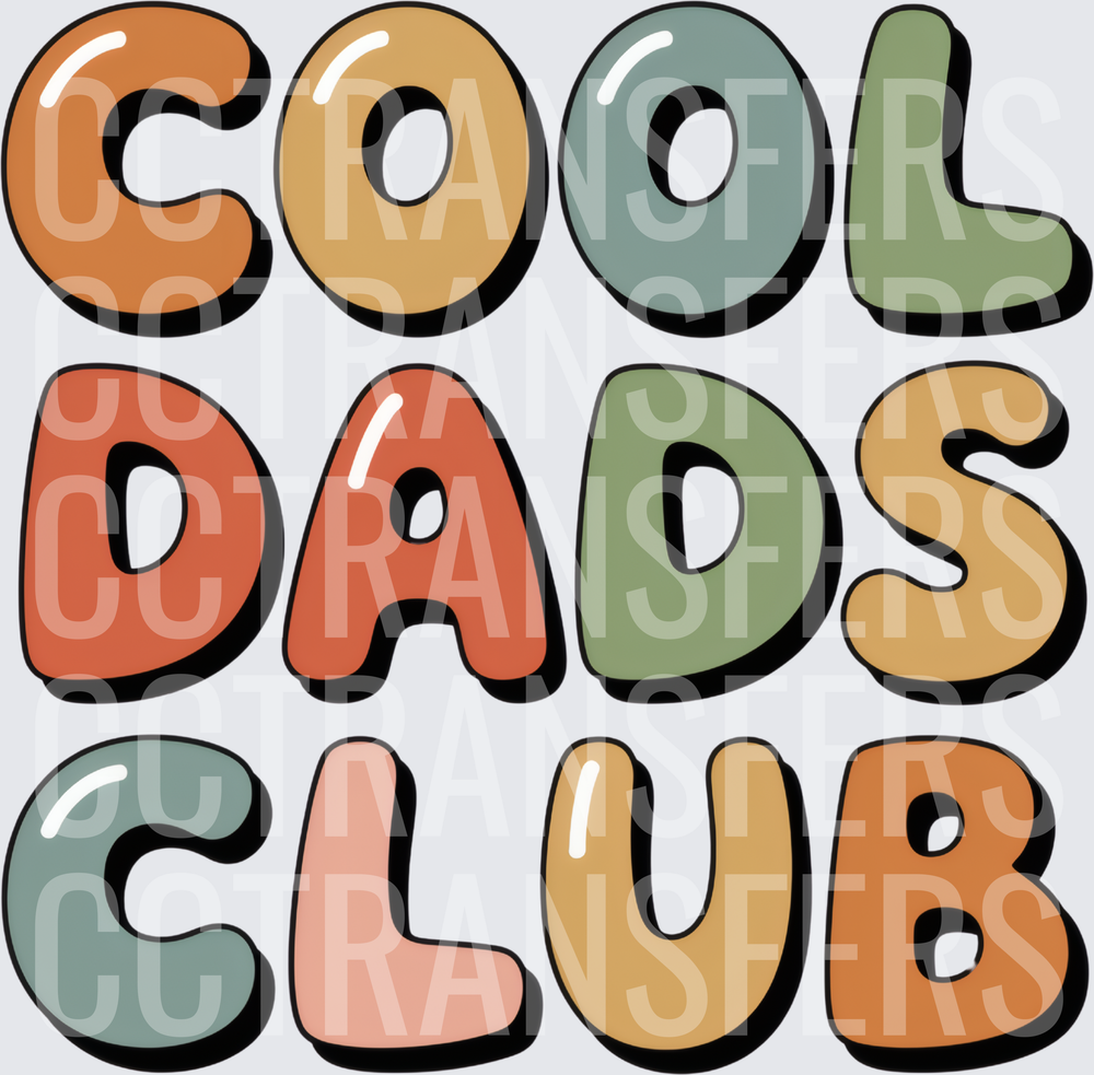 Cool Dads Club Retro Bubble Letters Colorful (DTF)