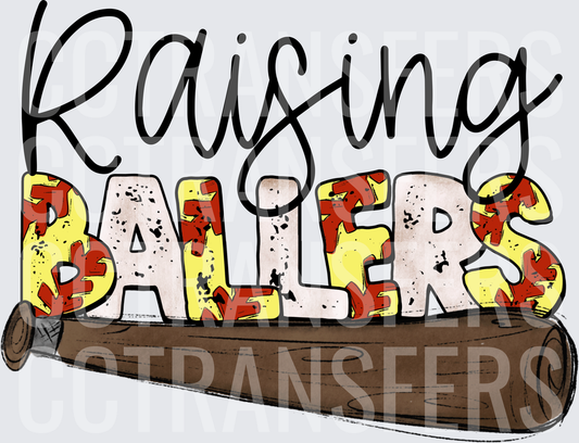 Raising Ballers Softball Bat Script Lettering (DTF)