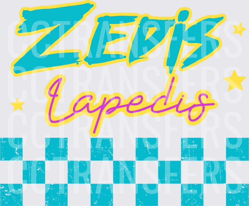 Zed's Lapedis Retro Teal Checkerboard Stars (DTF)