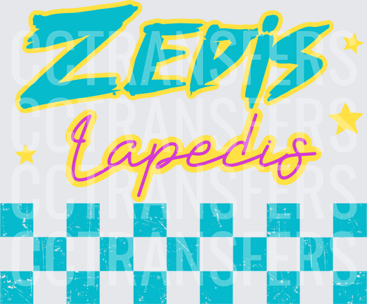 Zed's Lapedis Retro Teal Checkerboard Stars (DTF)