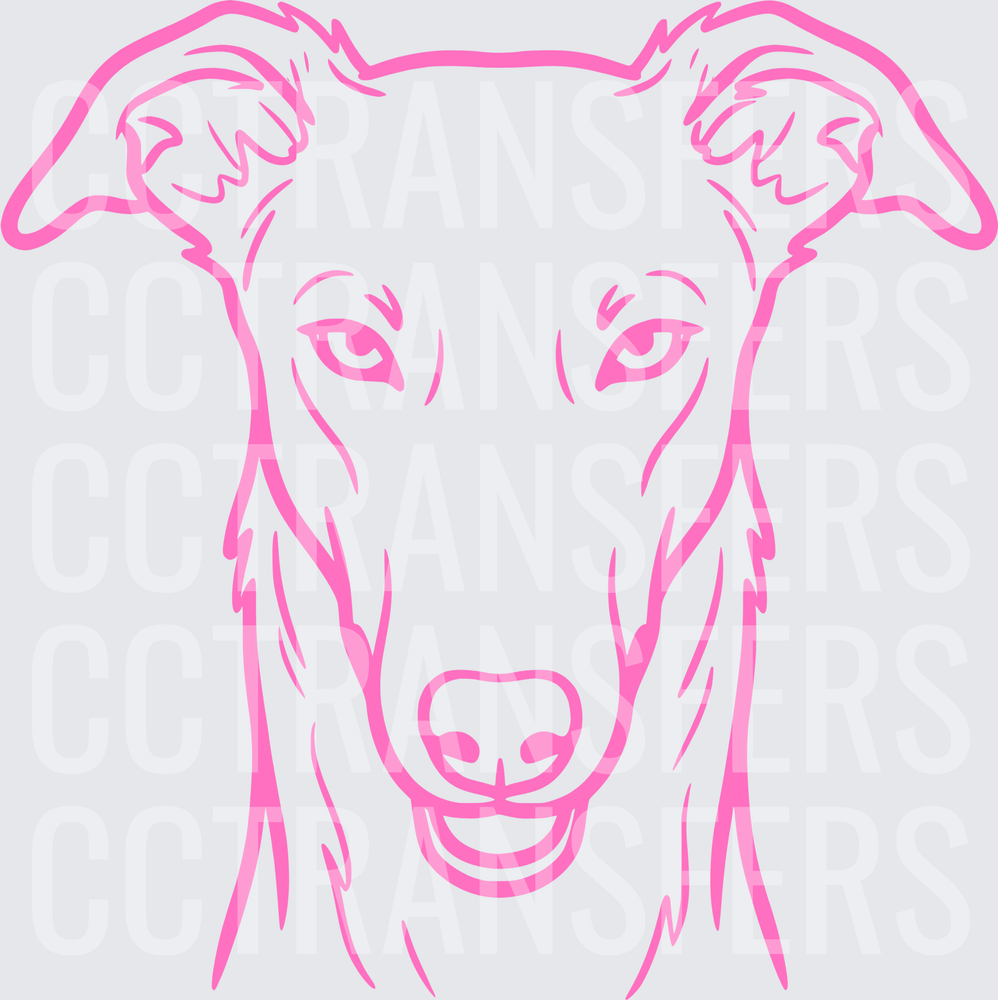 Pink Line Art Greyhound Dog Face Portrait (DTF)