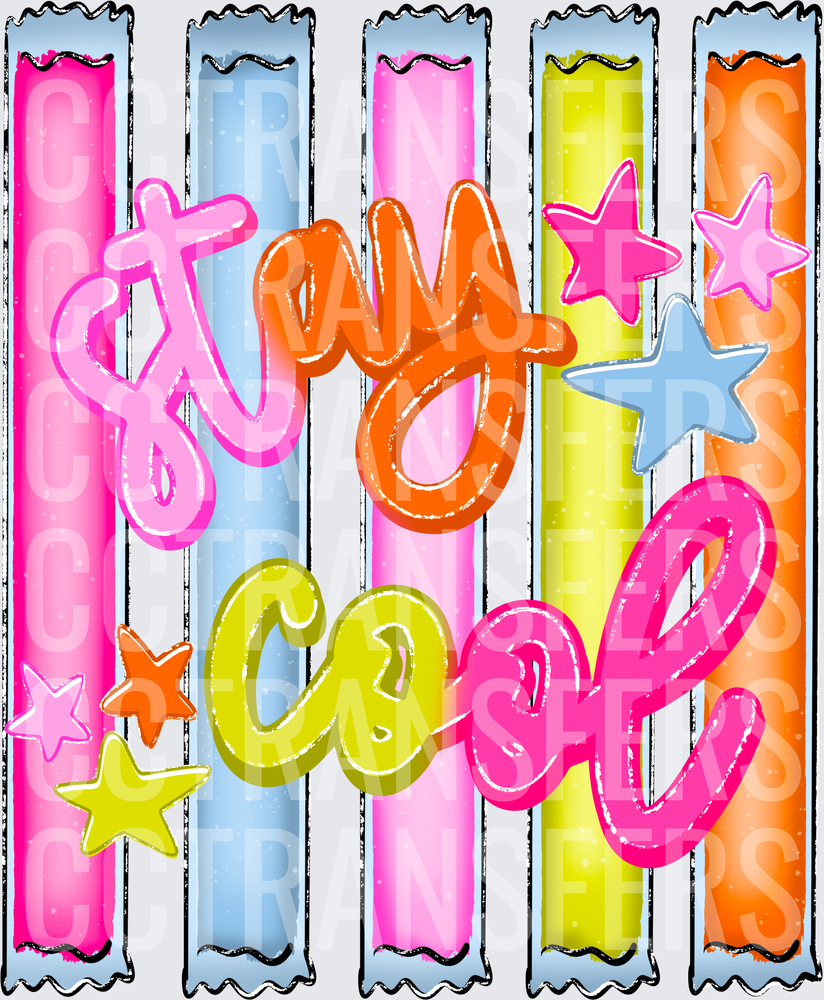 Stay Cool Colorful Ice Pop Sticks Stars Summer (DTF)