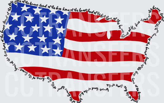 USA Map Flag Land of the Free Home of the Brave (DTF)