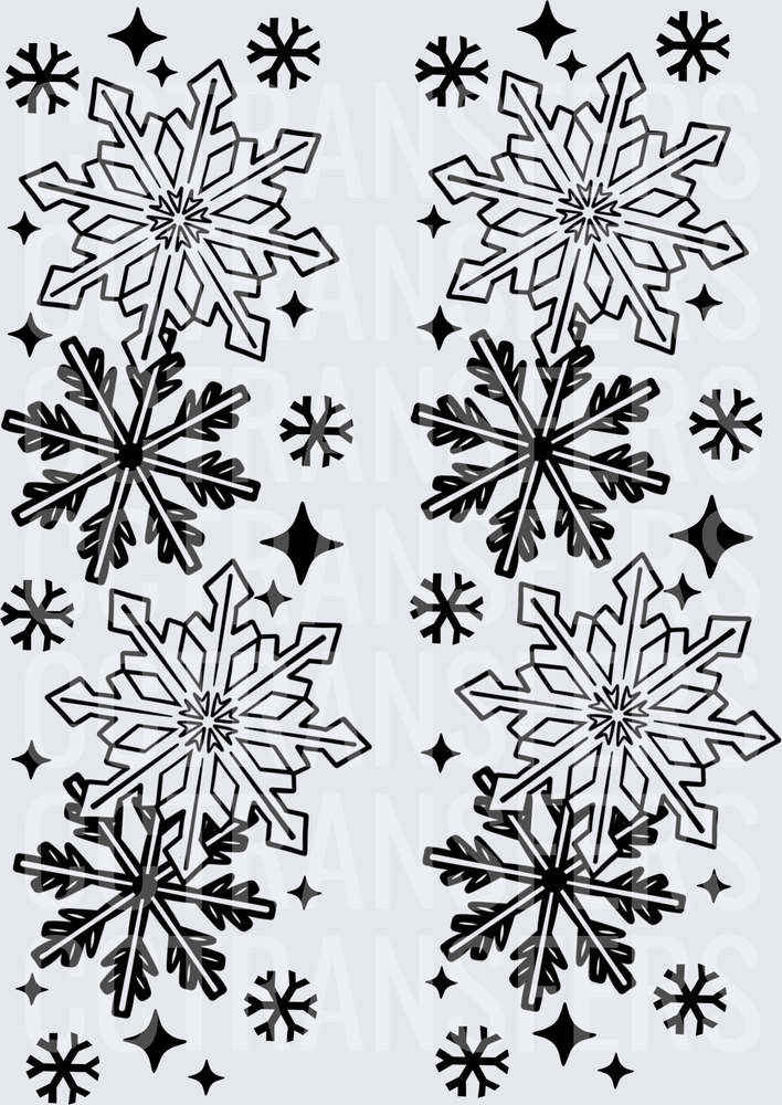 Black and White Snowflakes with Sparkle Stars Winter (DTF)