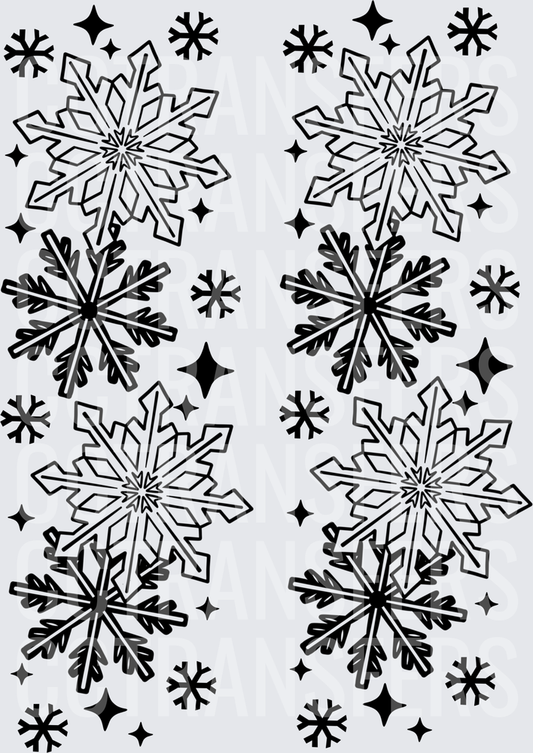 Black and White Snowflakes with Sparkle Stars Winter (DTF)