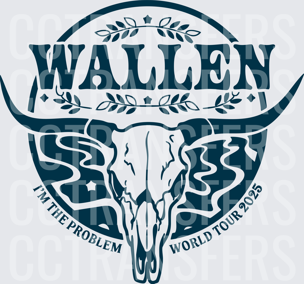 Wallen I'm The Problem World Tour 2025 Longhorn Skull (DTF)