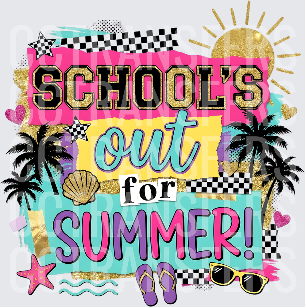 School's Out For Summer Palm Trees Beach Vibes (DTF)
